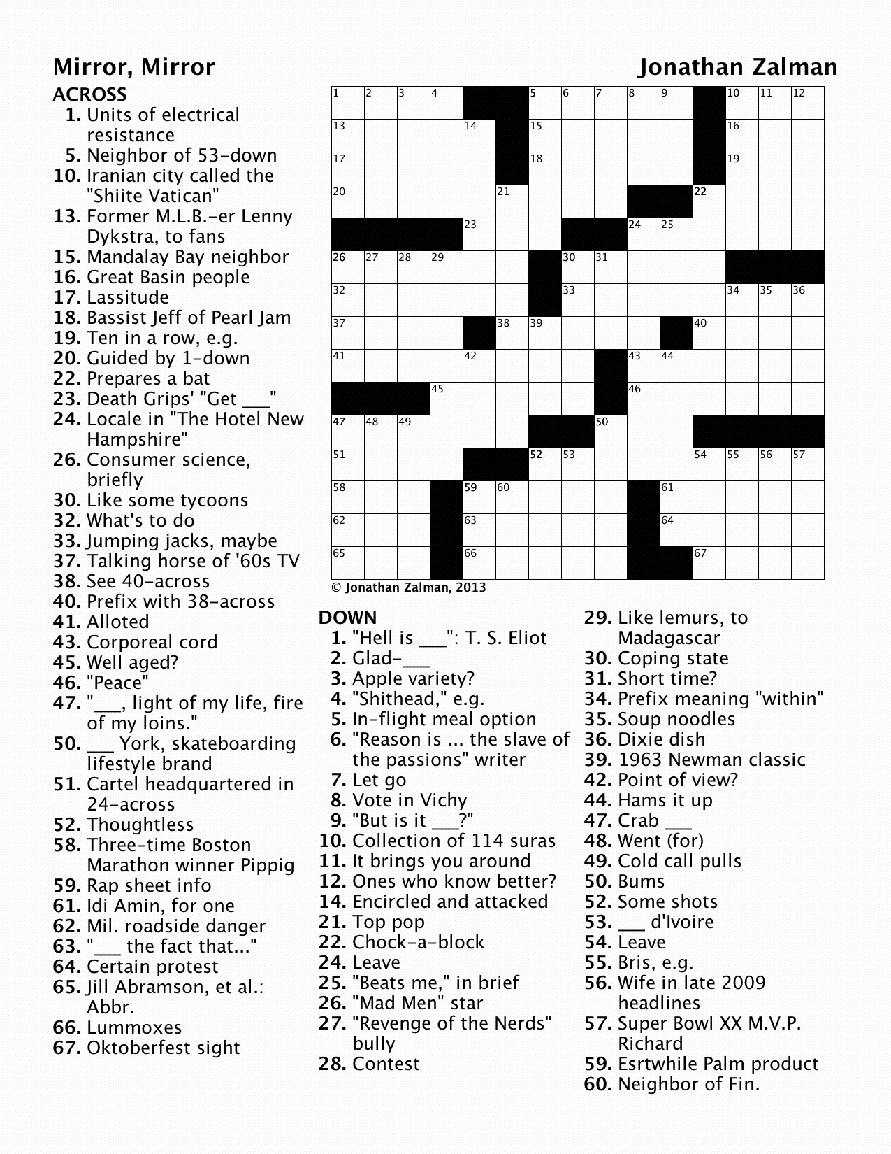 mirror crosswords online