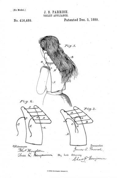 U.S. Patent US416489 A, "Toilet Appliance," filed 1899